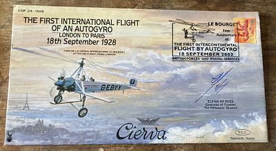 RAF The First International Flight of an Autogyro London to Paris 18 Sept 1928 COF 24 - 1928 