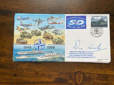 RAF Flown Admiral Sir John Bush CIC NATO 1967-70 signed 50th Ann of NATO 15 Mar 1999 JS(CC)61 