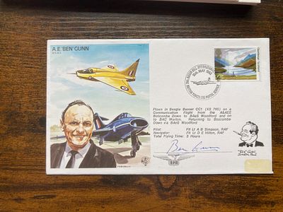 A.E Ben Gunn signed RAF Flown cover RAF TP22 WW2 FDC. Chief Test Pilot for the Boulton Paul and 
