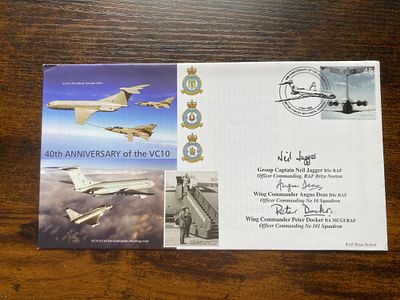 RAF Flown Neil Jagger, Angus Deans and Peter Docker signed 40th ann of the Vickers VC10 2 May 