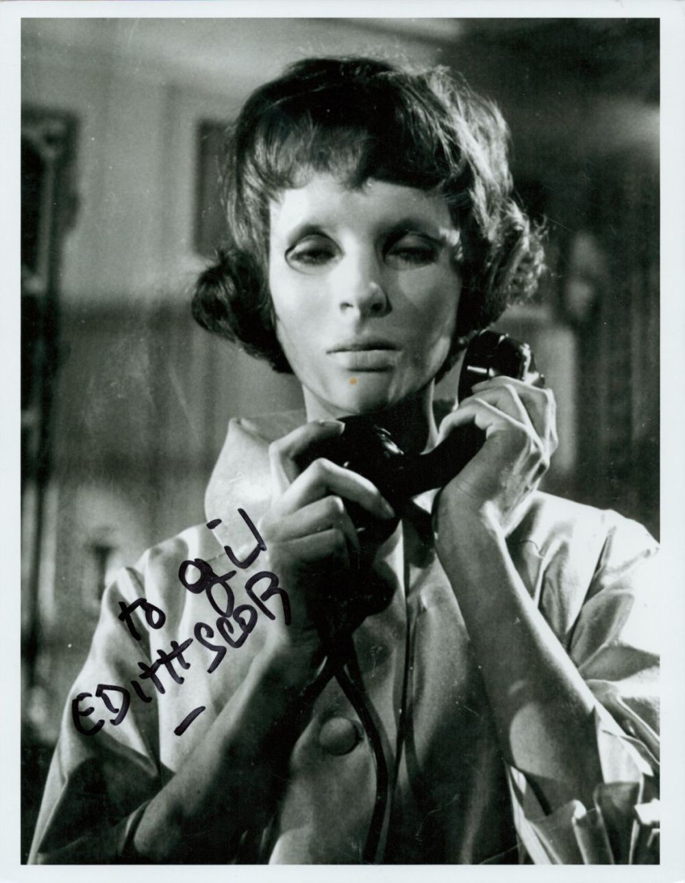 Lot 230: Edith Scob signed 10x8 black and white photo....