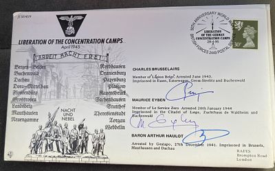 WW2 Charles Brusselairs, Maurice Eyben and Baron Arthur Haulot signed JS/50/45/9 Liberation of 