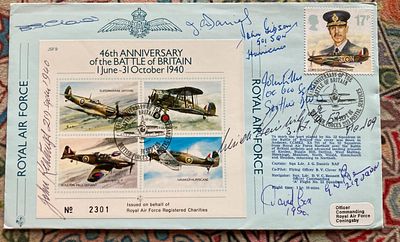 JSF9 46th Anniv Battle of Britain Signed by 8 Battle of Britain Pilots, Luftwaffe inc. Ulrich 
