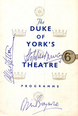 Dirk Bogarde Mai Zetterling Stephen Murray signed vintage Theatre programme, Duke of Yorks 