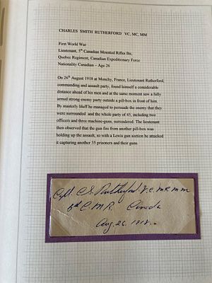Victoria Cross winner Charles Rutherford VC signed piece and biography. Charles Smith 