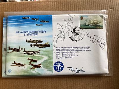 WW2 top US fighter aces Gabby Gabreski Col C MacDonald signed VJ RAF flown cover. Francis 