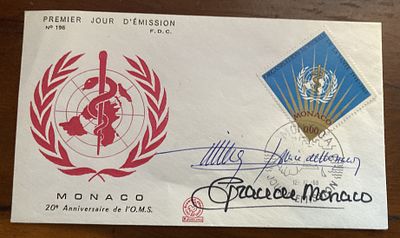 Grace Kelly Prince Rainier III signed rare 1968 Monaco FDC. Grace Patricia Kelly, also known as 