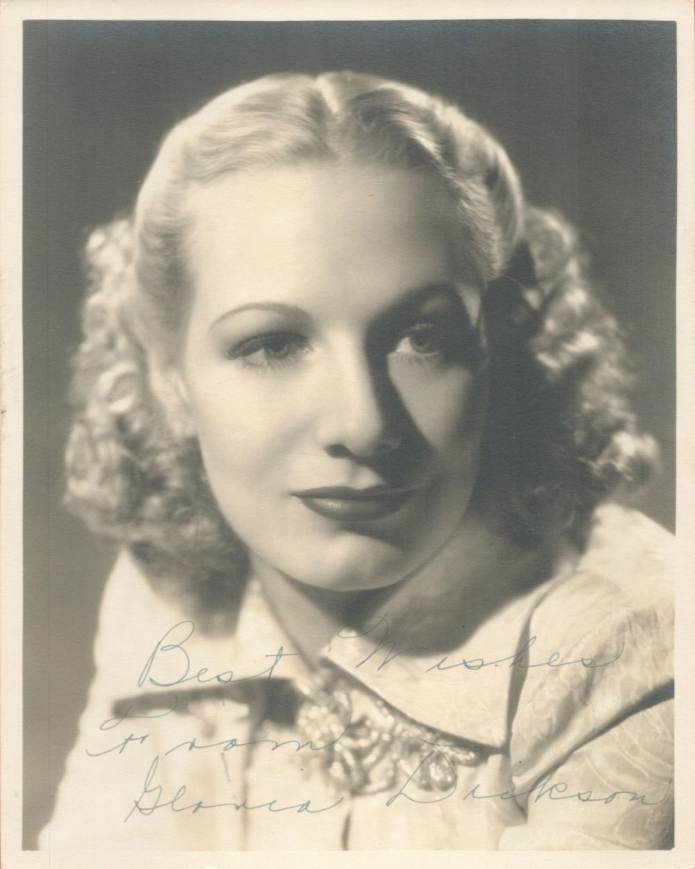 Lot 304: Gloria Dickson signed 10x8 vintage sepia photo. August...