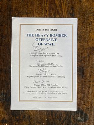 WW2 Heavy Bomber Offensive 4 veterans multiple signed bookplate 14 of 20. Signed by Flt Lt R 