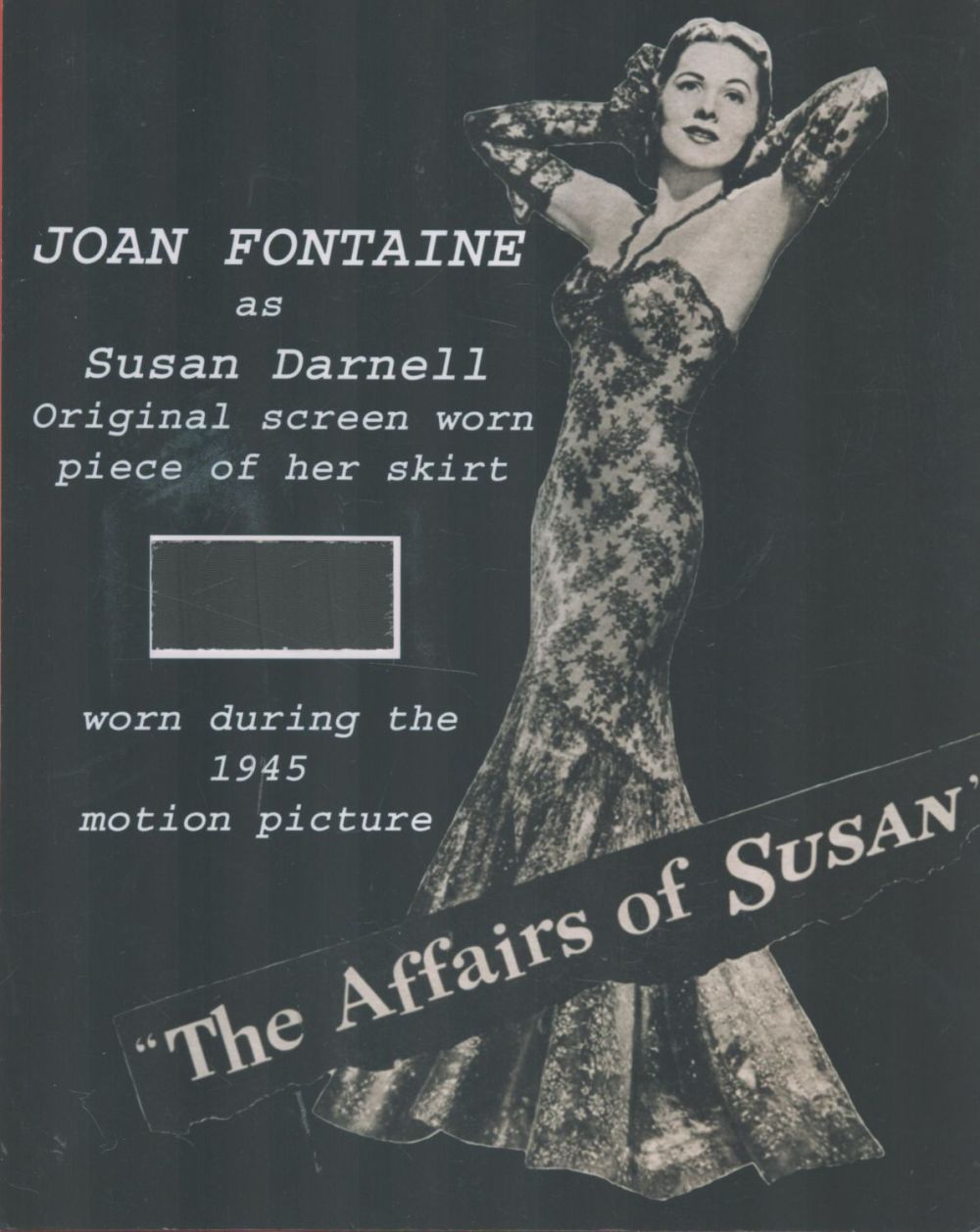 Lot 305: Joan Fontaine piece of skirt worn in The...