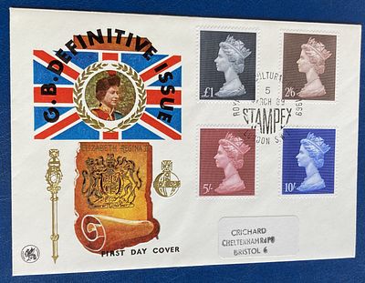 1989 High Values definitive FDC with scarce Stampex special postmark. 2/6, 5/-. 10/-, &pound;1 