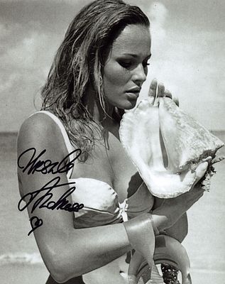 Ursula Andress signed 10x8inch DR NO black and white photo.