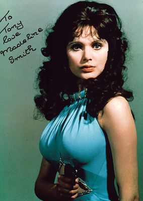 Madeline Smith signed 10x8inch cilour photo. Dedicated.