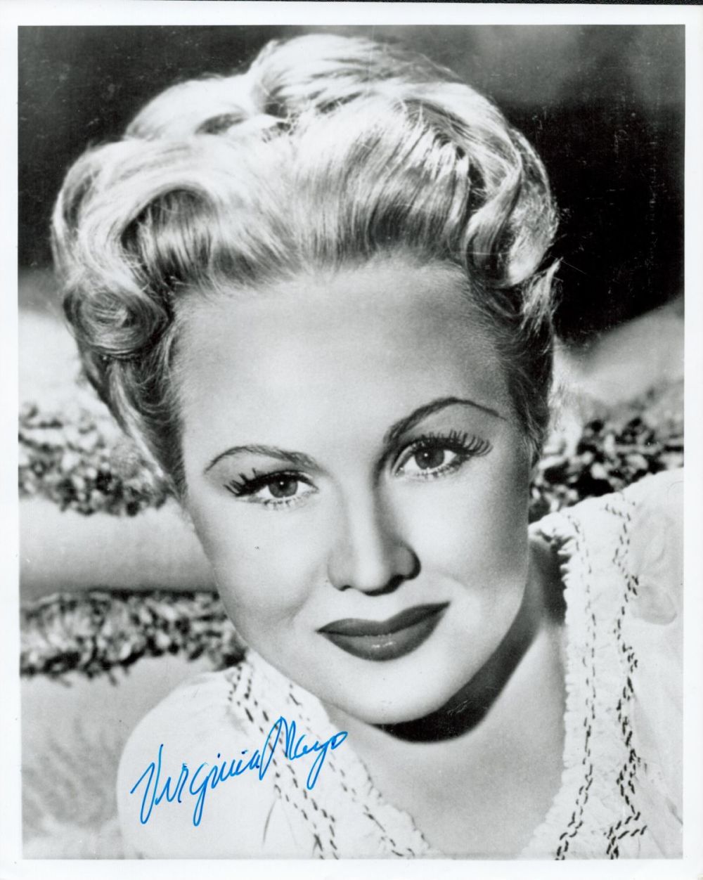 Lot 314: Virginia Mayo signed 10x8 black and white photo....