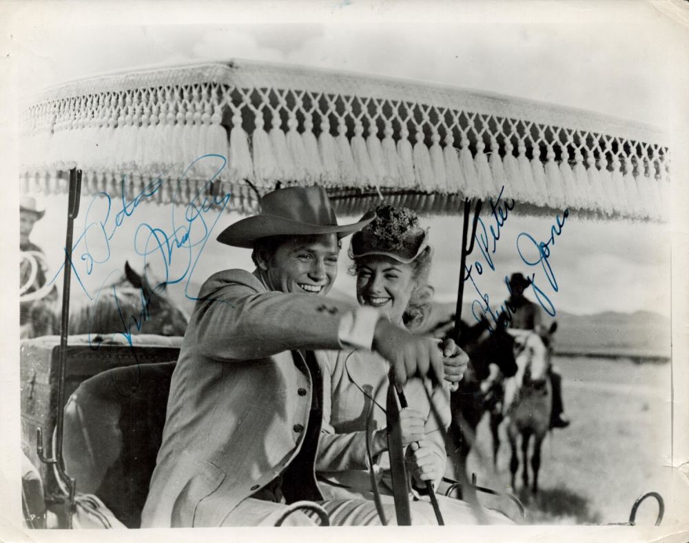 Lot 336: Gordon McCrae and Shirley Jones signed 10x8 black...