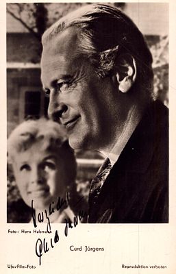 Curd Jurgens signed 6x4inch black and white promo photo.