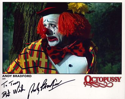 Andy Bradford signed "Octopussy" 10x8inch colour photo. Dedicated.
