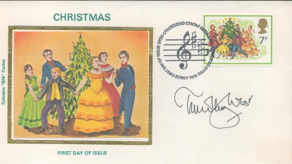 Lot 369: Actor, Timothy West signed Christmas FDC with postmark...