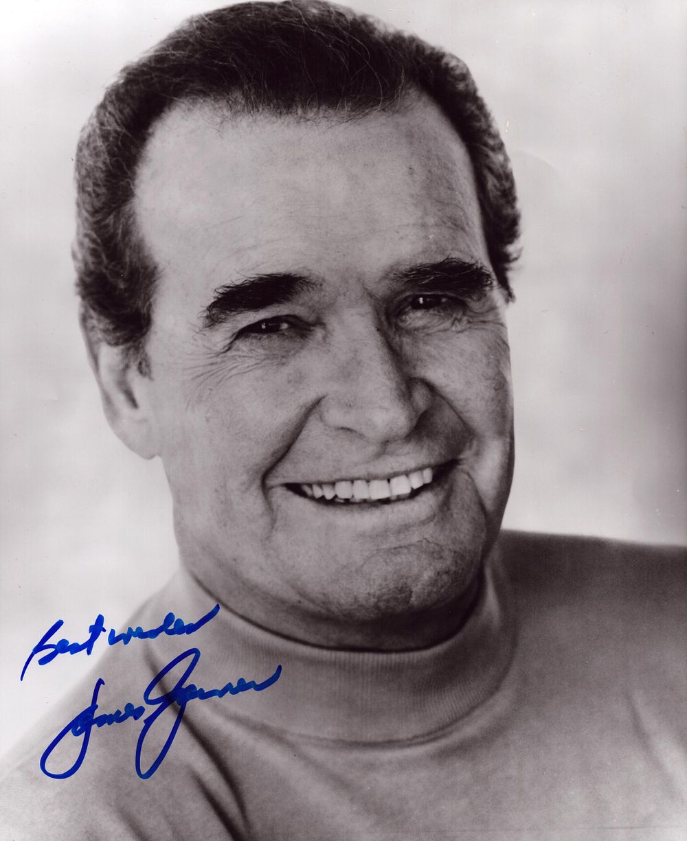 James Garner signed 12x8inch black and white photo.