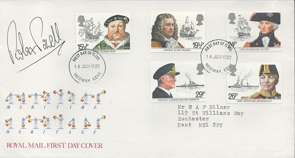 Lot 378: Actor, Robert Powell signed ships FDC with 5...