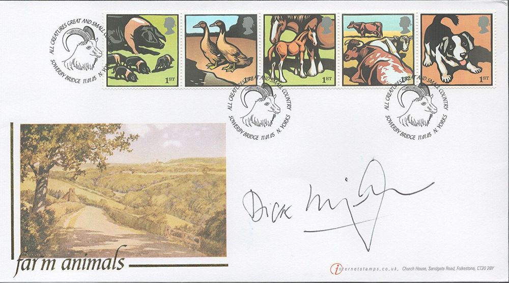 Lot 385: Author, Dick King-Smith signed farm animals FDC with...