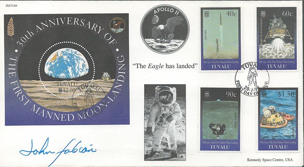 Lot 394: Astronaut, John Fabian signed First Manned Moon Landing...
