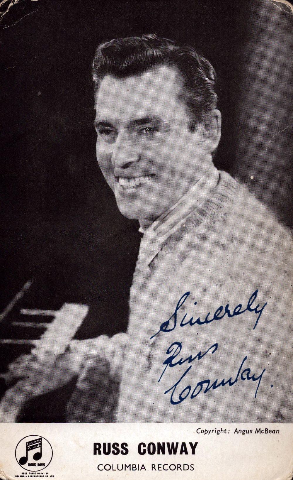 Russ Conway signed 6x4inch black and white photo.