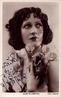 Juliette Compton signed 6x4inch black and white photo. Dedicated.
