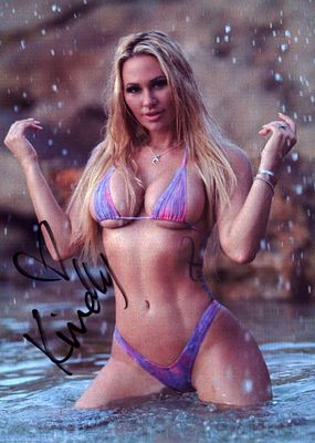 Kindly Myers signed 7x5inch risque photo.