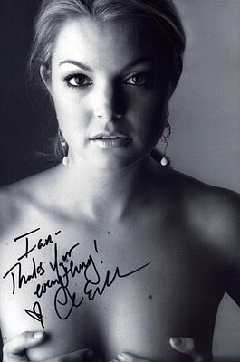 Alice Evans signed 10x8inch black and white Risque photo.