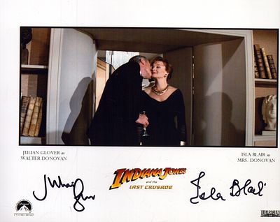 Julian Glover and Isla Blair signed 10x8inch Indiana Jones colour photo.