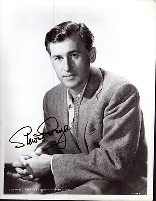 Stewart Granger signed 10x8inch black and white photo.