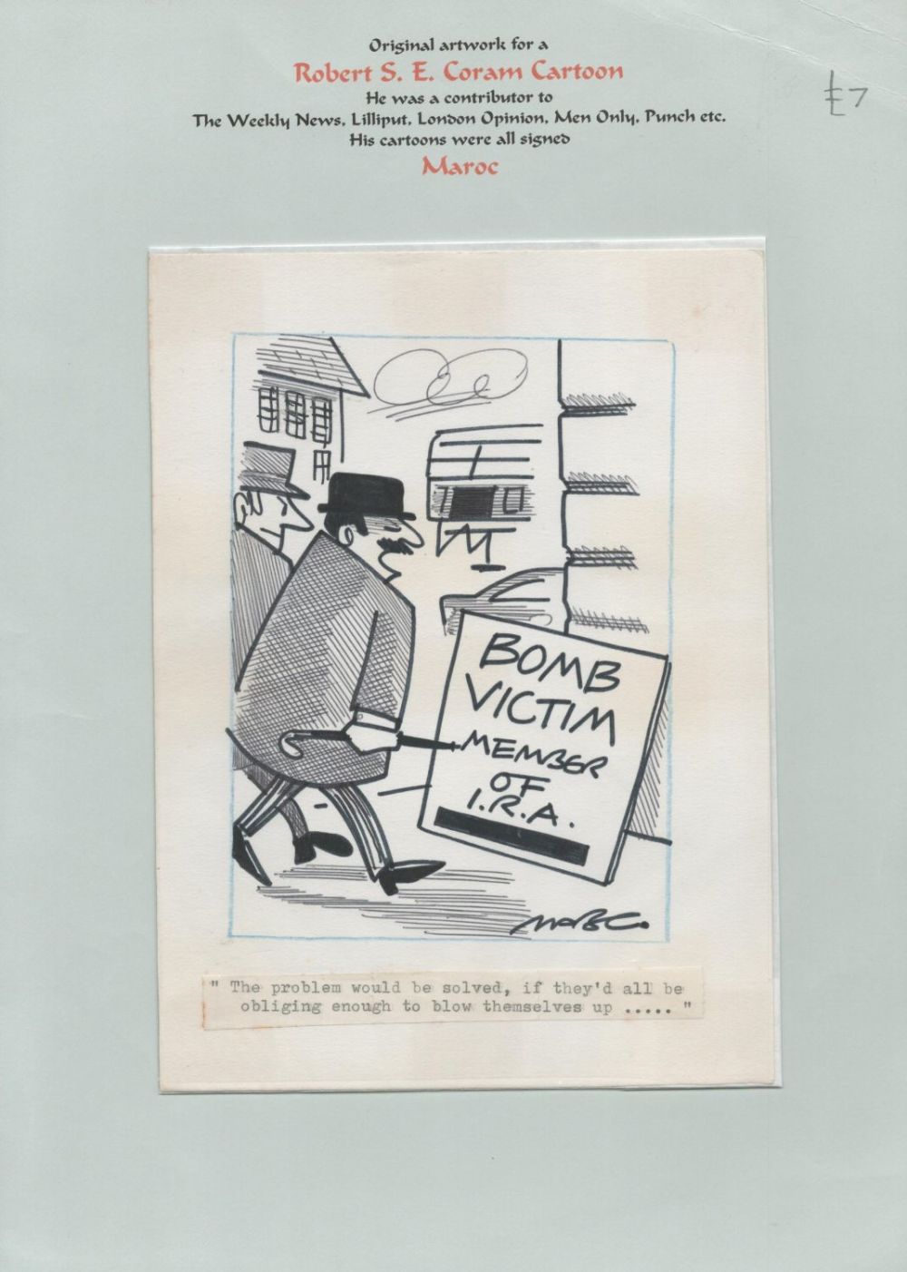 Lot 427: Original artwork for a Robert Coram Cartoon, Cartoons...