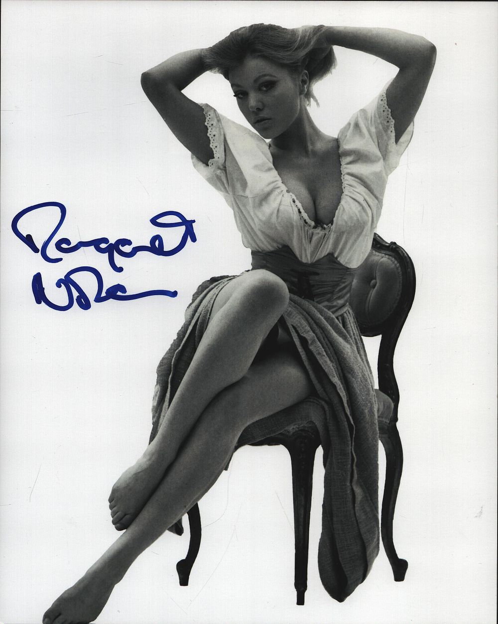 Margaret Nolan signed 10x8inch black and white photo.