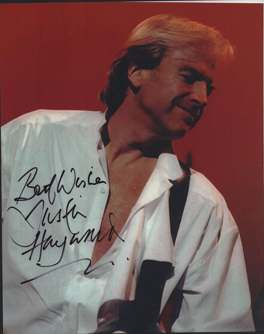 Lot 220: Justin Hayward signed 10x8inch colour photo.