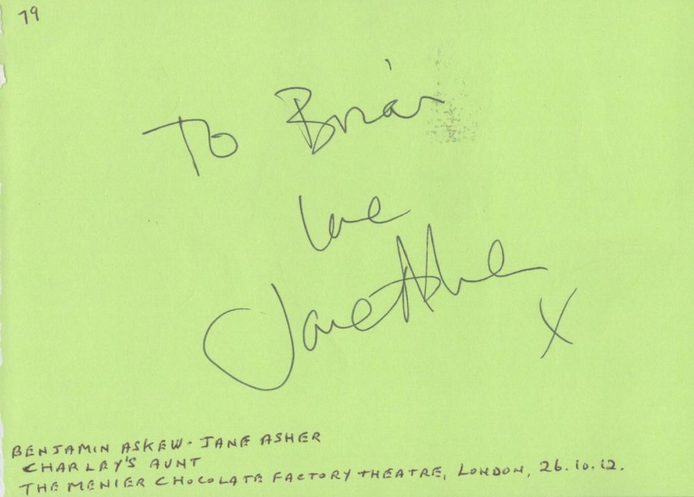 Lot 467: Jane Asher signed 6x4 album page. Asher (born...