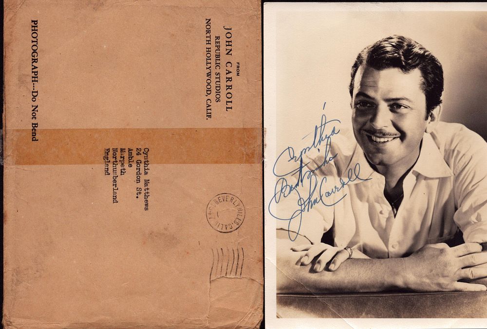 Lot 233: JOHN CARROLL (1906-1979) Actor signed Photo with Original...