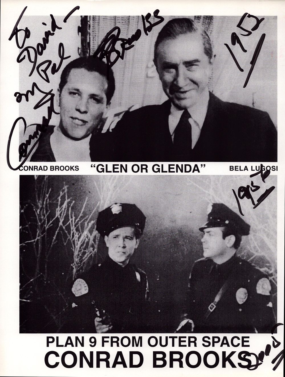 Lot 340: Conrad Brooks signed black and white A4 poster...