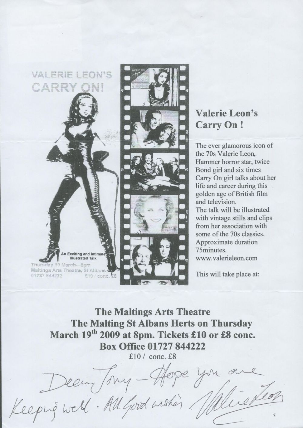 Lot 480: Valerie Leon signed 12x8 promo sheet. Leon (born...