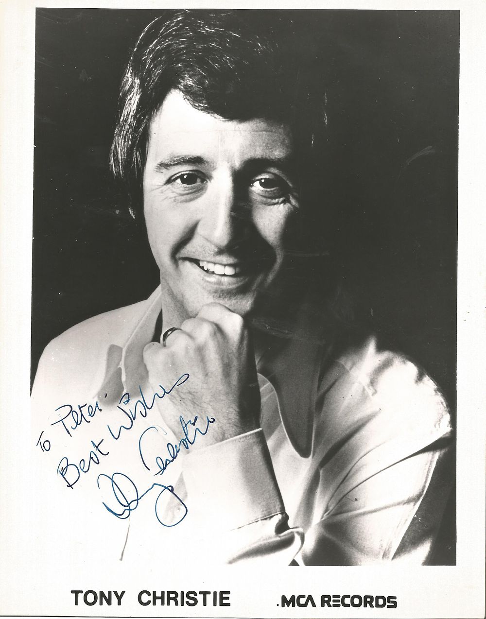 Lot 387: Tony Christie Signed 10X8 inch black and white...