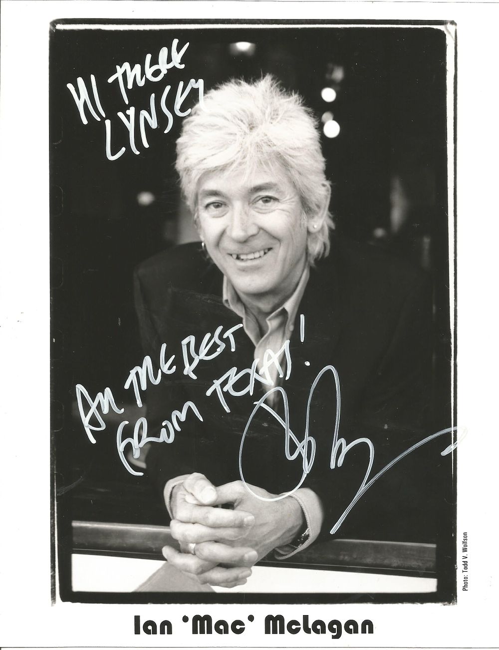 Lot 420: Ian Mclagan signed 10X8 inch black and white...