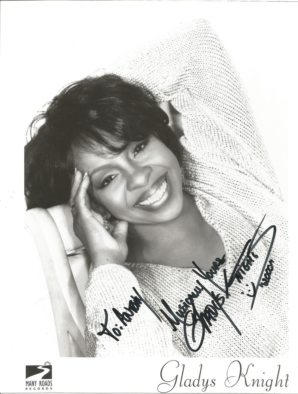 Lot 480: Gladys Knight signed 10X8 inch black and white...
