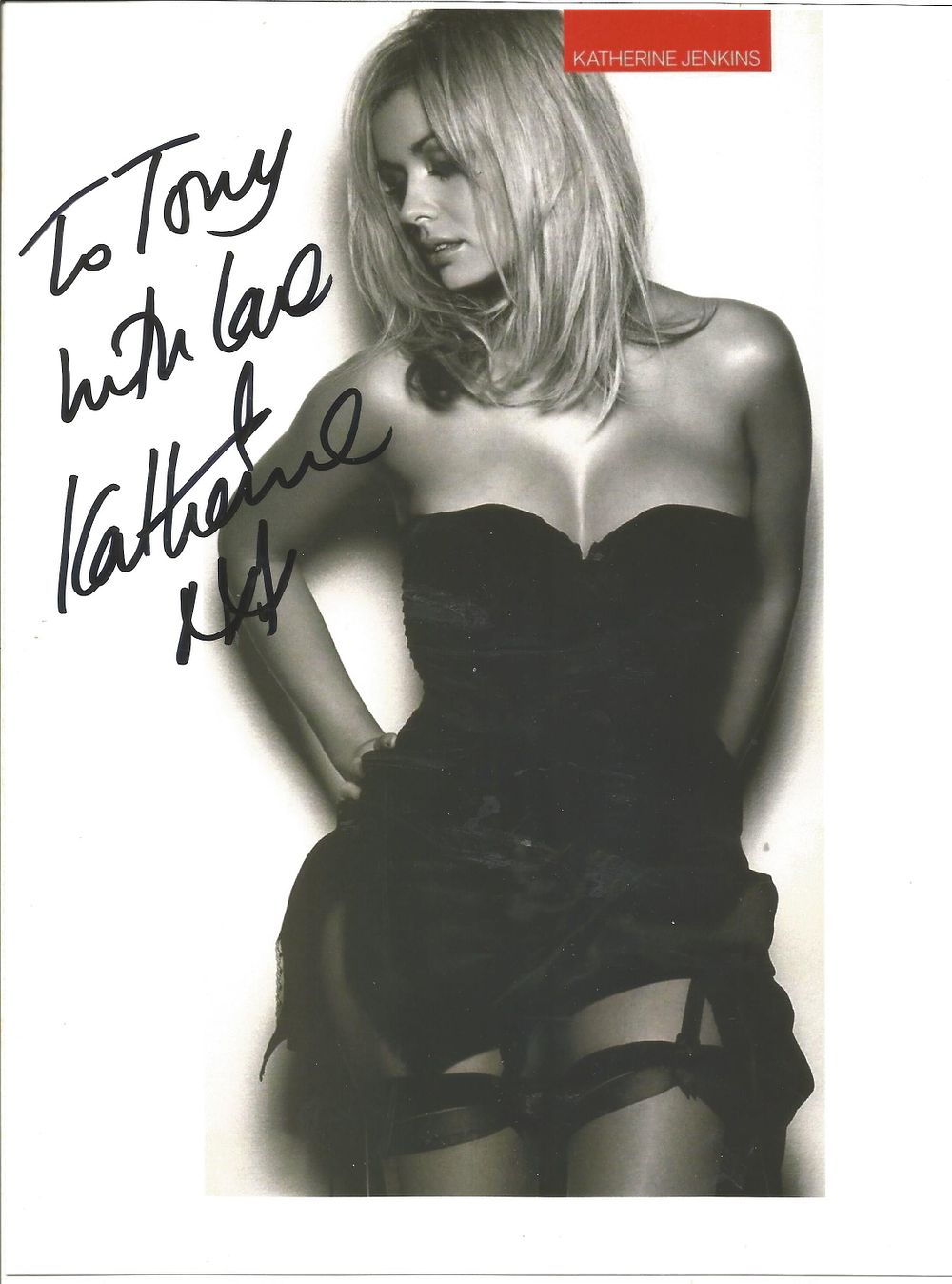 Lot 486: Katherine Jenkins Signed 10X8 inch black and white...