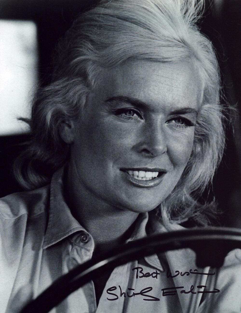 Shirley Eaton signed 10X8 inch black and white photo.