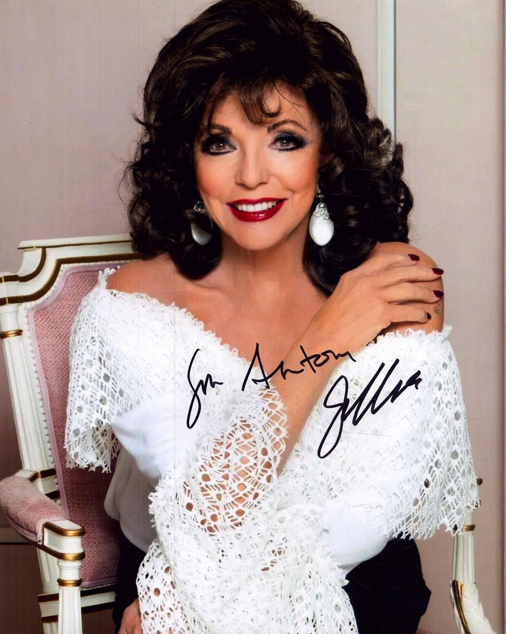 Lot 236: Joan Collins signed 10X8 colour photo Dedicated.