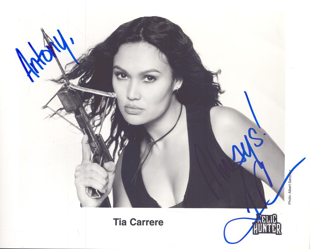 Lot 275: Tia Carrere signed 10 by 8 inch black...