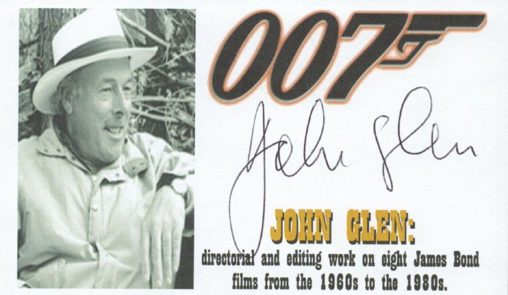 Lot 536: John Glen. James Bond director 5x3 signature piece....