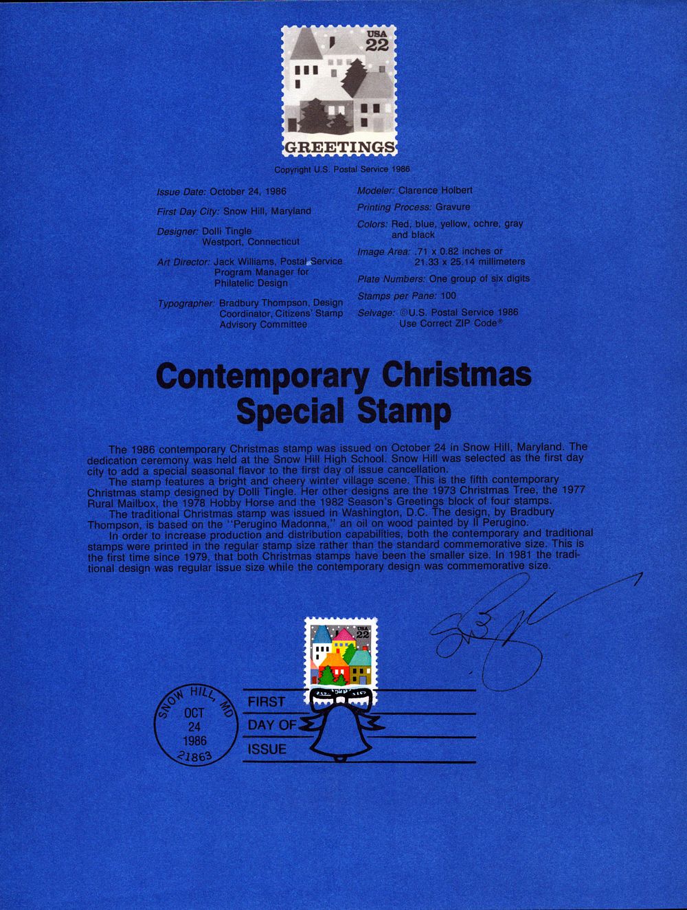 Lot 167: Suzanne Sarandon signed contemporary Christmas special Stamp sheet.