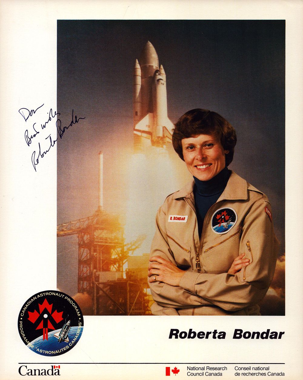 Lot 187: Roberta Bondar signed 10x8 inch colour space photo...