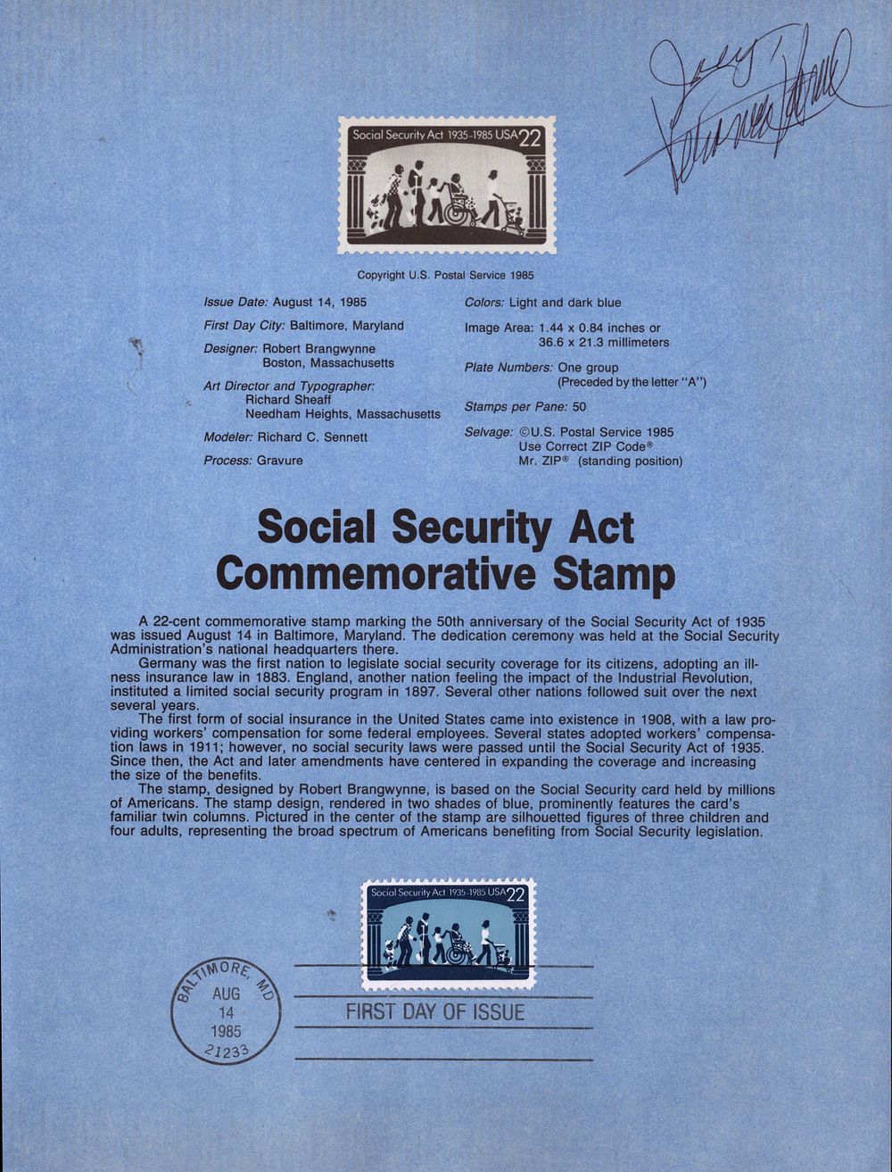 Lot 233: Veronica Hamel signed Social Security at commemorative stamp...
